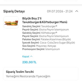 Burger King Şubesinde Sipariş İptali Sonrası İade Alınmadı