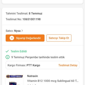 Eksik Nutraxin B12 Vitamin Hapları Ve Çözüm Talebi