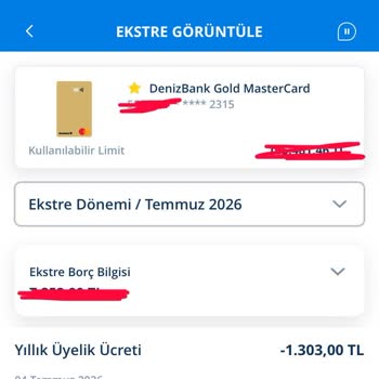Denizbank Gold Mastercard’tan Alınan Yıllık Üyelik Ücretinin İadesi