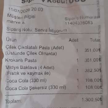 Erimiş Ve Ezilmiş Pastalar İçin 702 TL İade Talebi