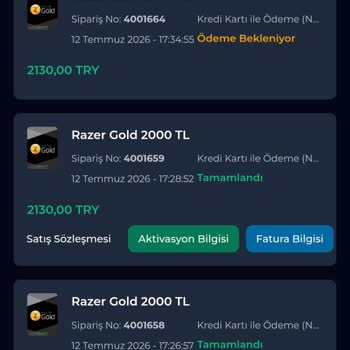 Razer Gold Kodlarından Birinin Teslim Edilmemesi Ve İade Talebi
