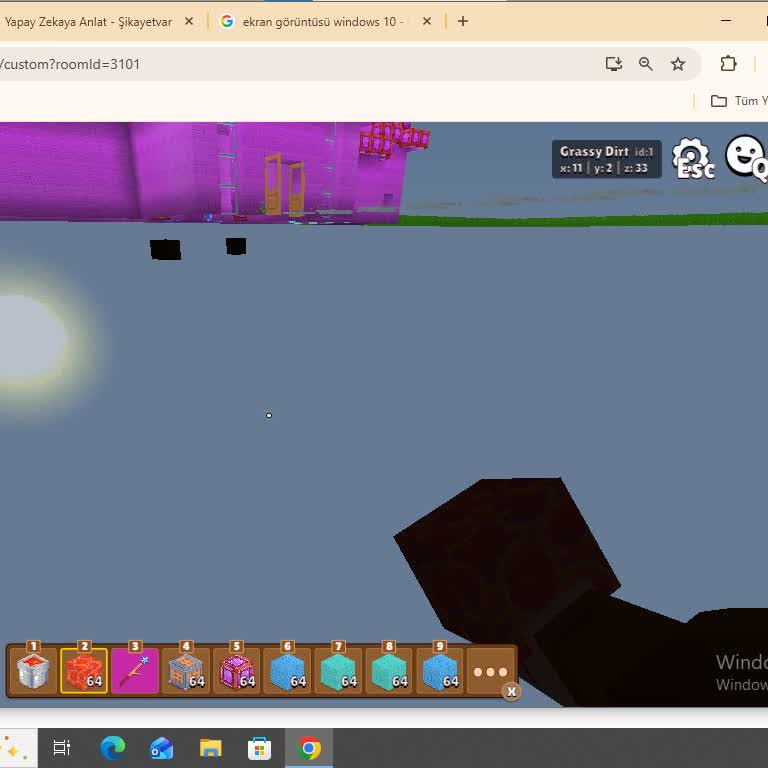 Minefun İO Oyununda Karakterim Blokla Sıkıştı Ve Hareket Edemiyor