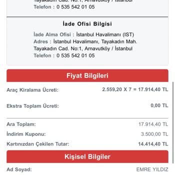 724Rent Arnavutköy Şubesi Araç Teslim Etmedi