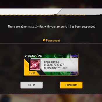 Garena Free Fire ID Permanently Suspended, I Ask For Account Recovery