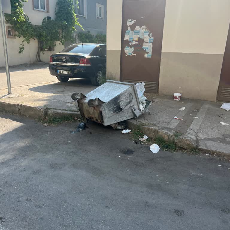 Kırık Devrilmiş Çöp Konteyneri Görüntü Kirliliği Ve Koku Tehdidi Oluşturuyor