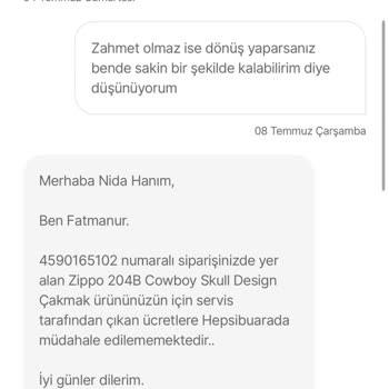 Defolu Zippo Çakmakta Kargo Ücreti Talebi Ve Çözüm Eksikliği