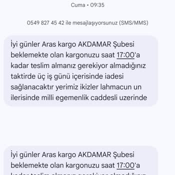Aras Kargo Van Akdamar Şubesi’nden Adrese Teslim İhmali Ve Keyfi Dağıtım Bölgesi Gerekçesi