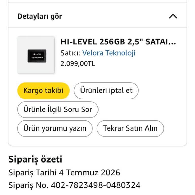 Amazon'da SSD Siparişi Gecikmesi Ve Telafi Talebi