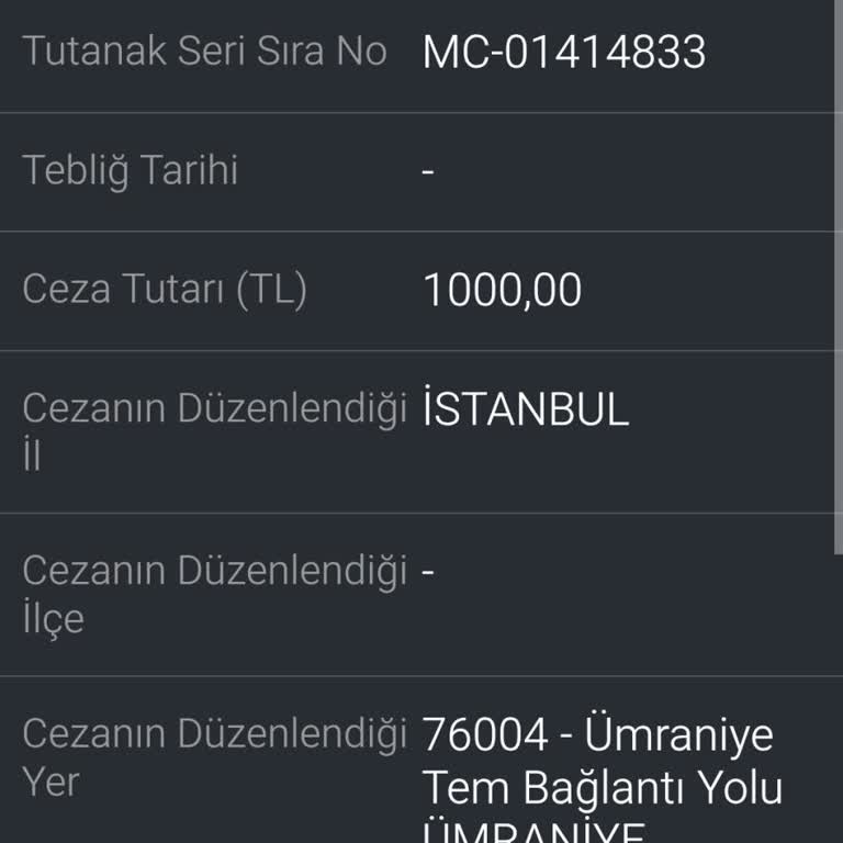 İstanbul’da Kesilen Haksız 1000 TL Trafik Cezası İçin Açıklama Ve İptal Talebi