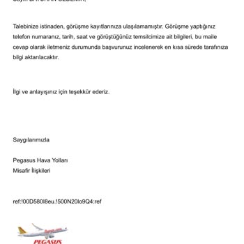 Pegasus'tan İade Talebim 20 Aramaya Rağmen Çözülmedi Ve Teknik Hata