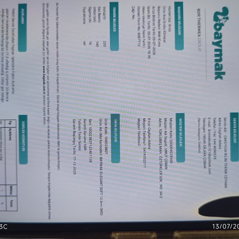 Baymak Klimamda Soğutma Arızası Ve Değişim Talebi