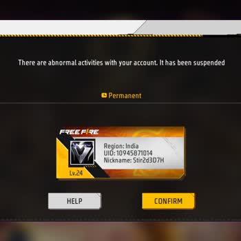 Garena Free Fire account permanently suspended for abnormal activity