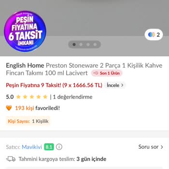 Trendyol’da English Home Kahve Fincanı 14.999 TL’ye Satılıyor