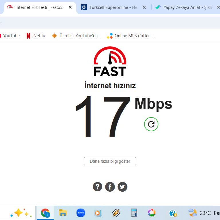 Sözleşmeli 50 Mbps Hızının Altında Sürekli 17 Mbps İnternet
