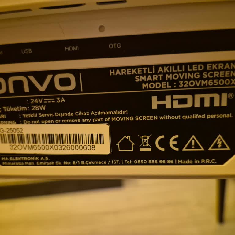 Şarjda Çalışmayan Onvo TV İçin Evden Servis Ve Değişim Talebi