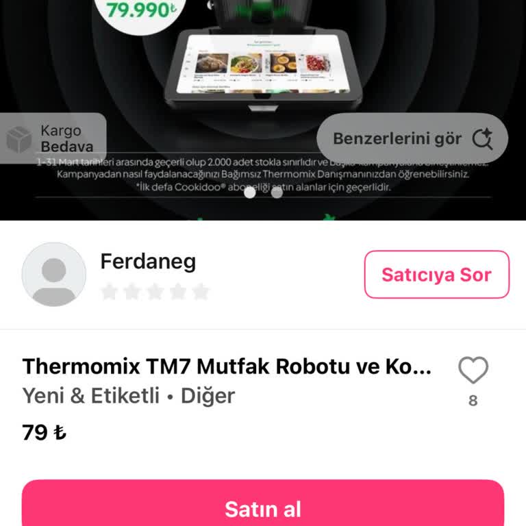 Gardrops'taki Thermomix TM7 İlanı Yanıltıcı Fiyatla Tüketiciyi Aldatıyor