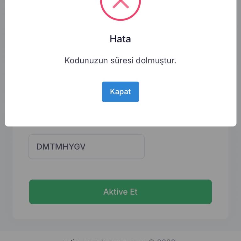 Aktivasyon Kodu Süresi Dolduğundan Cevap Anahtarlarına Erişilemiyor