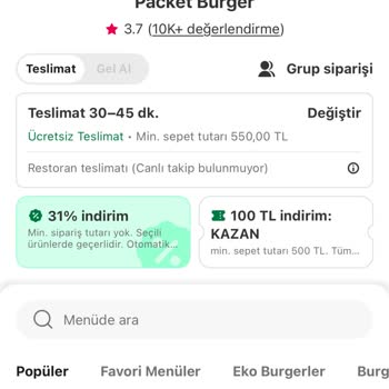 Packet Burger'in Minimum Sipariş Tutarlarındaki Ani Artış Ve Tek Kişi Tüketicilerin Mağduriyeti