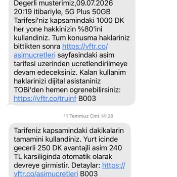Paket Dakikaları Görünmüyor Ve Aşım Ücreti 960 TL İptal Edilmeli
