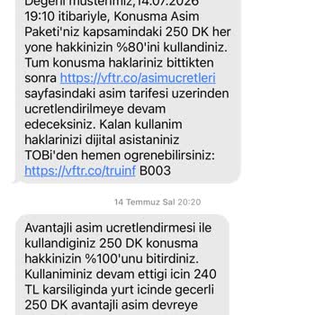 Paket Dakikaları Görünmüyor Ve Aşım Ücreti 960 TL İptal Edilmeli