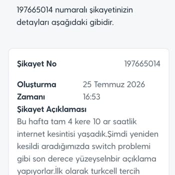 Sürekli İnternet Ve Yayın Kesintileri Ve Cevapsız Ücret İadesi Talebi