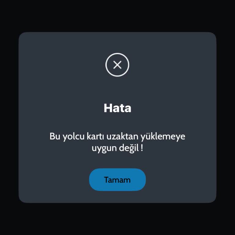 Aykart Kartı Uzaktan Yüklemeye Uygun Değil