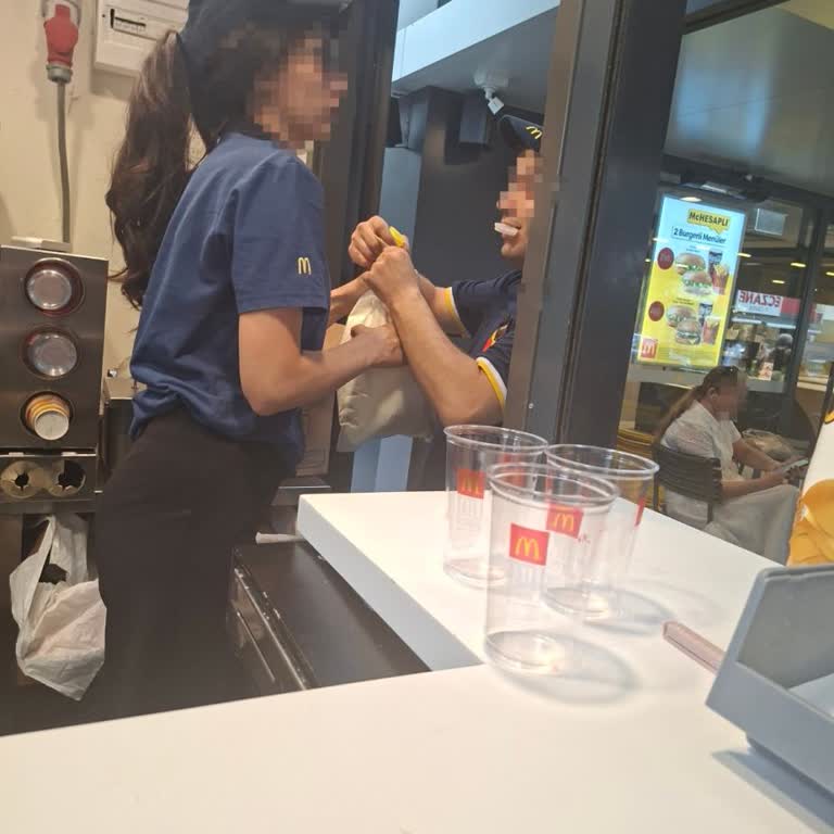 McDonald's Şubesinde Hijyen İhlali: Personel Süt Poşetini Ağızla Açtı