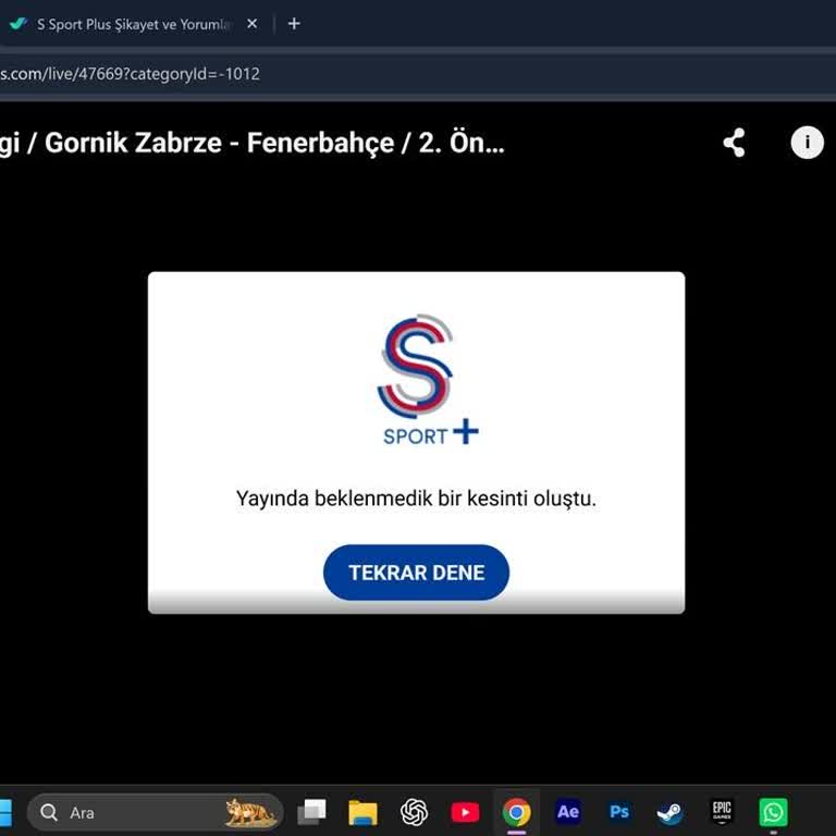 S Sport Plus Yayın Kesintileri Maç İzlenmesini Engelledi