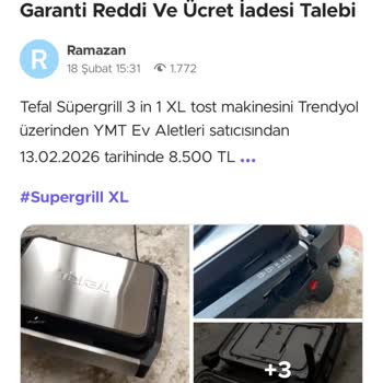 Tefal Tost Makinesinin Kapağı Kırıldı; Ayıplı Ürün Ve Garanti Talebi