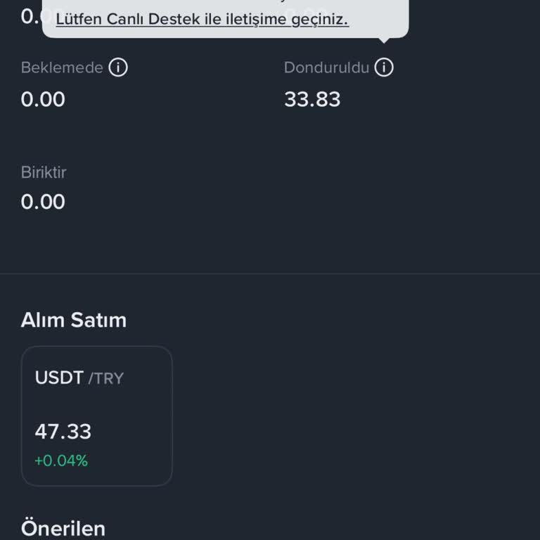 USDT Bakiyem Donduruldu Destekten Cevap Alamıyorum