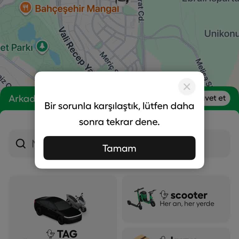 Martı Uygulamasında Araç Çağırma Hatası, Destek Çözüm Sunmuyor