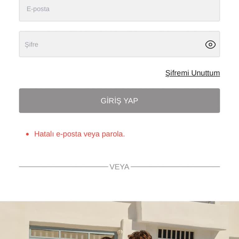 Dagi Uygulamasında Giriş Sorunu Sebebiyle Alışveriş Yapamıyorum