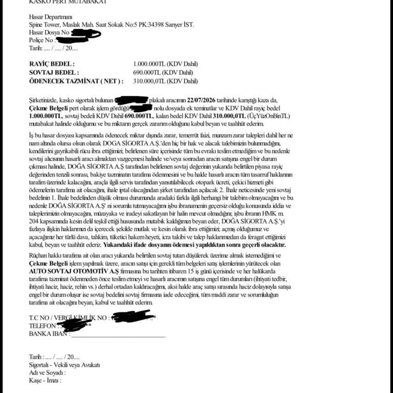 Doğa Sigorta’nın Pert Sürecinde Şeffaf Olmayan Sovtaj Değeri Ve Düşük Tazminat