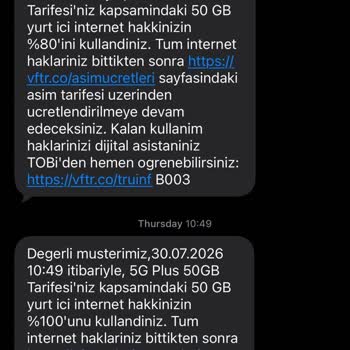 Vodafone İnternet Hakkımın İzinsiz Tüketilmesi Ve Hizmet Desteğinin Yetersizliği