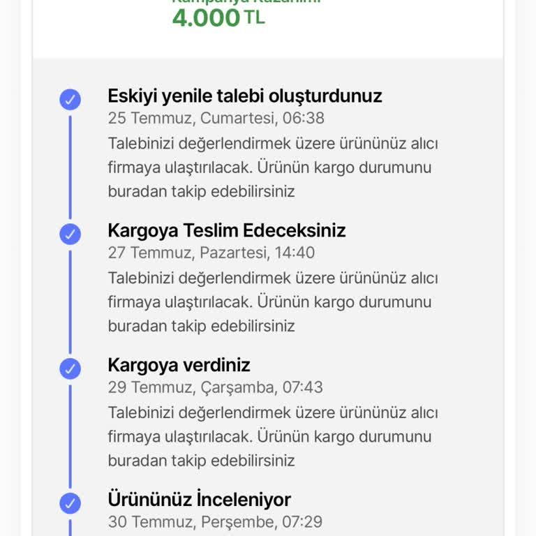 Hepsiburada'da Eskiyi Yenile Talebim Açıklama Almadan İptal Edildi