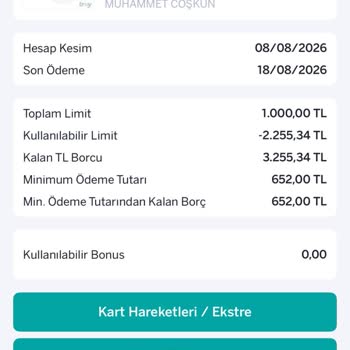 Kapattığım Bonus Kartı Borcuna Faiz İşlendi
