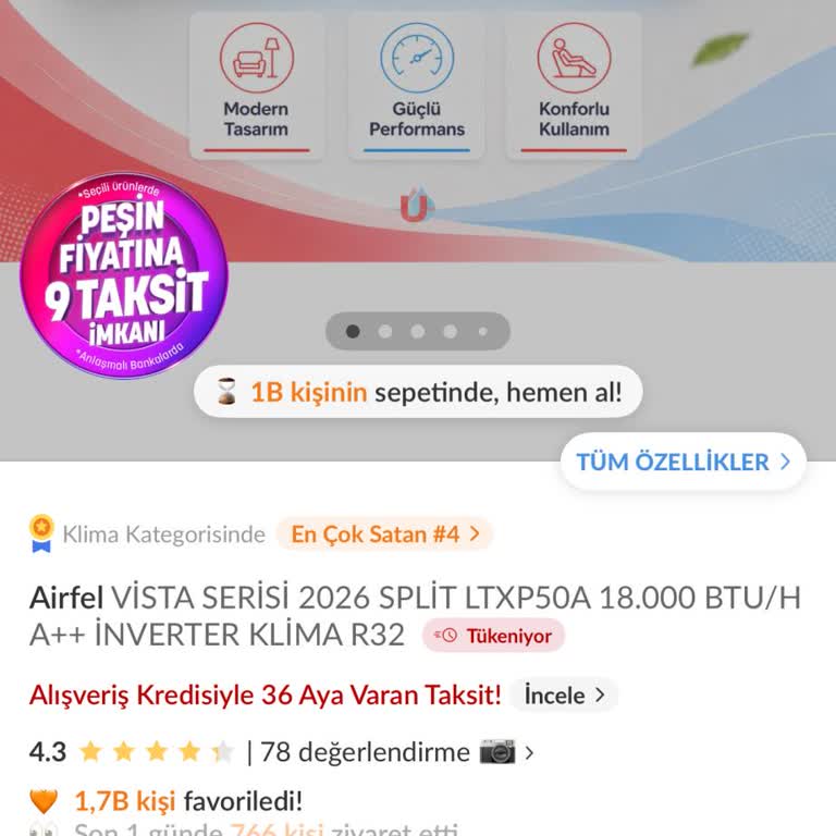 Airfel Vista Klima Fiyatı Alındıktan Sonra Büyük Düşüş Yaşandı, İade Talebi