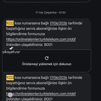 Türk Telekom 9222'den İzinsiz Ücretlendirme Şikayeti Ve İade Talebi!