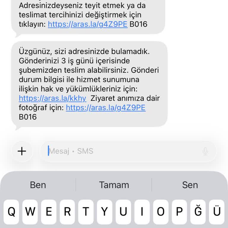 Aras Kargo Adresime Teslimat Yapmıyor, Mağduriyet Yaşıyorum