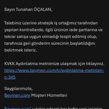 İade Redi Tutarsızlığı Ve 1.592 TL Geri Ödeme Talebi