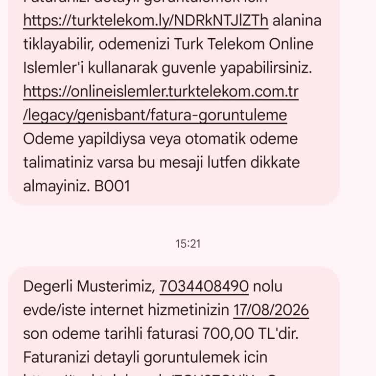 Taahhüt Ücretine Uymayan Faturalar İçin Düzeltme Talebi