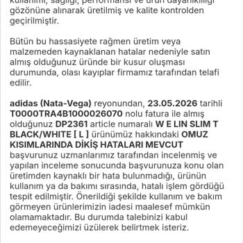 Adidas Mağazasında Alınan T-Shirtlerde Üretim Hatası, Acil Değişim Talebi