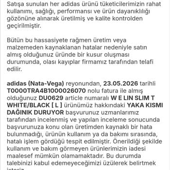 Adidas Mağazasında Alınan T-Shirtlerde Üretim Hatası, Acil Değişim Talebi