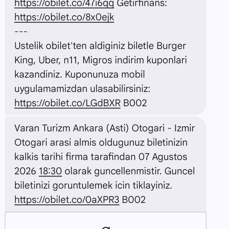 Obilet Ve Varan Turizm Arasındaki Çelişkili Bilgi Nedeniyle Ankara‑İzmir Seferinde Mağduriyet