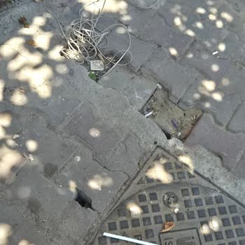 Rögar Kapağının Çevresindeki Kırık Kilit Taşları Ve Boşluklar Sebebiyle Hijyen Sorunu
