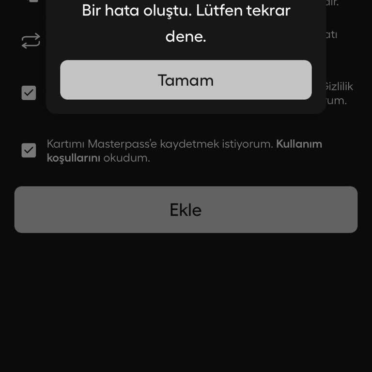 Martı Hesabımda Kart Ekleyemiyorum