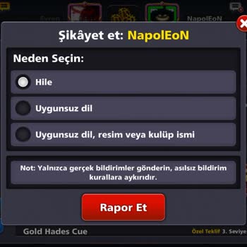 Napoleon Kullanıcısının Hile Ve Küfürlü Davranışı İçin Ban Ve Çip İadesi Talebi