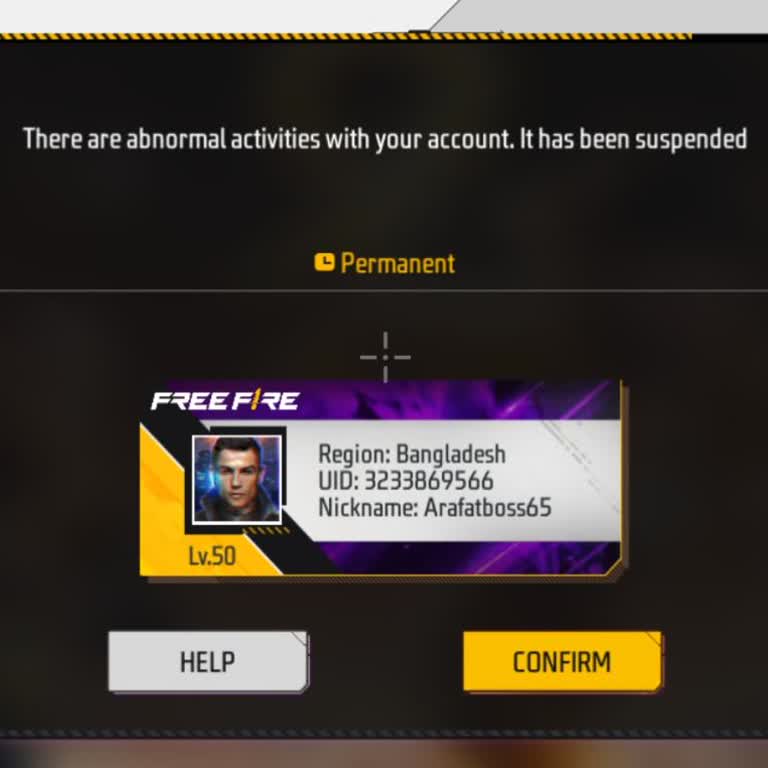 Free Fire Account Banned for Abnormal Activities