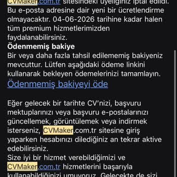 CVMaker Üyeliğinde Yetkisiz Abonelik Ücretlerine İptal Sonrası İtiraz