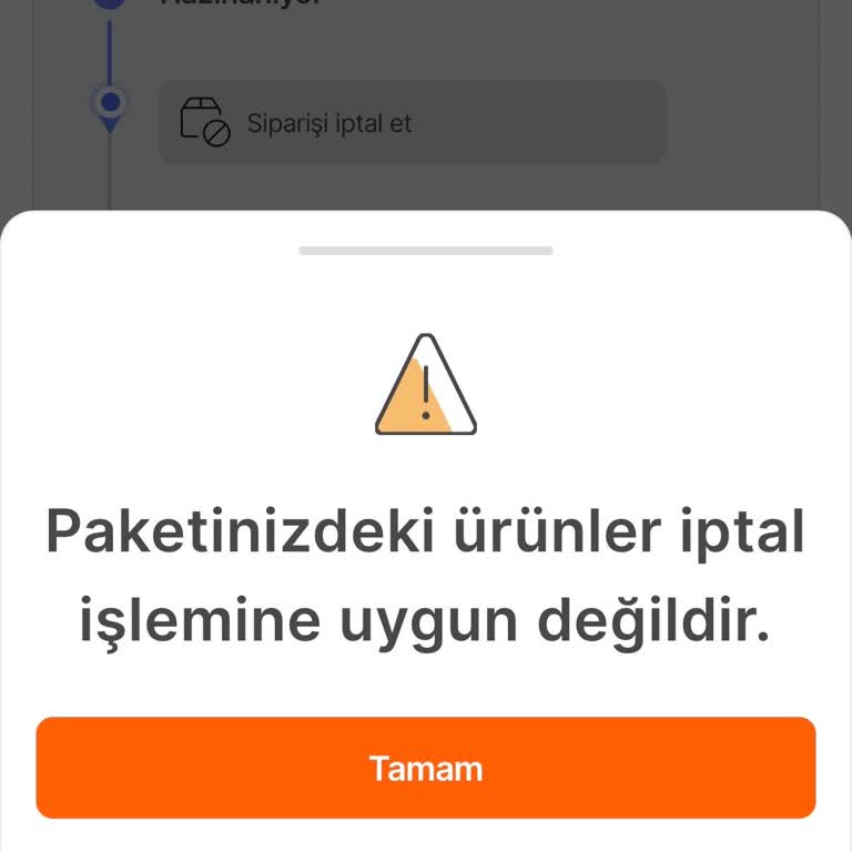 Sipariş İptal İsteği Reddedildi